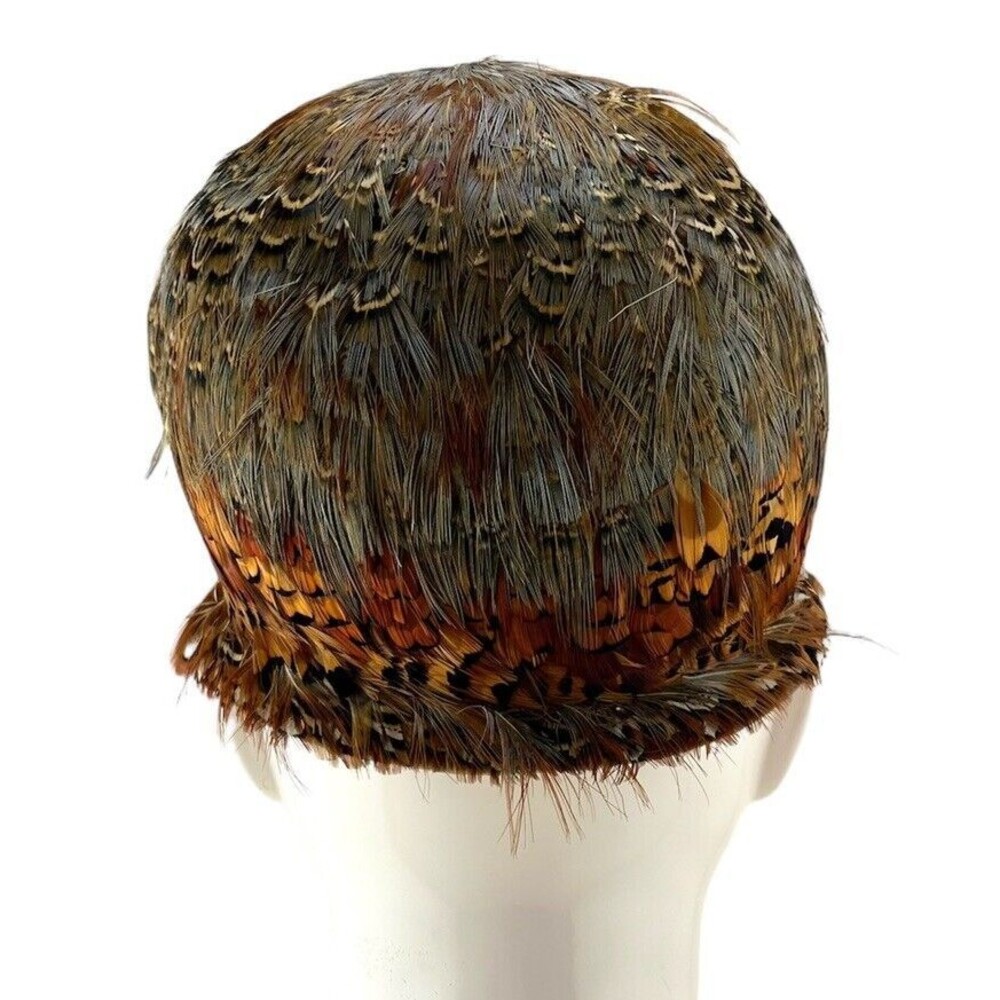 Pheasant Feather Cloche Hat Fashioned By Monica Vintage Lace Lined - Picture 4 of 9